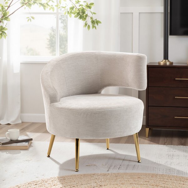 HOMCOM Sedia Moderna Rivestita in Chenille Bianco Crema con Schienale ad Arco, 69x65x67 cm | Aosom Italy