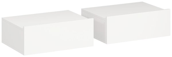 HOMCOM Set di 2 Comodini Sospesi Moderni con Cassetto in Legno, 40x30x15cm, Bianco | Aosom Italy