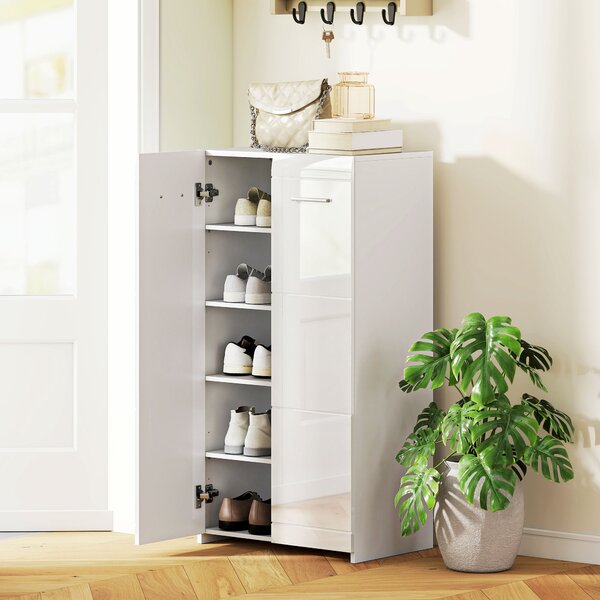 HOMCOM Scarpiera Ingresso Armadio Moderno 5 Ripiani Regolabili 55x36x108 cm Bianco | Aosom Italy