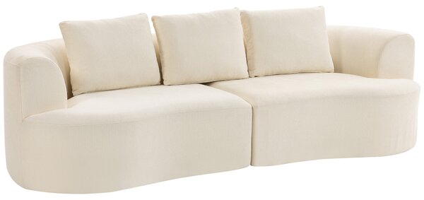 HOMCOM Divano 3 Posti Modulare 260cm Senza Struttura con Seduta Ampia, Imbottitura Spessa, 3 Cuscini, in Chenille, Crema | Aosom Italy