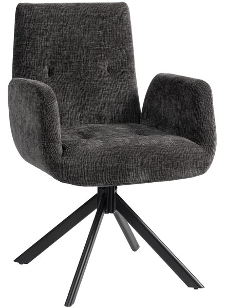 HOMCOM Poltroncina Girevole da Camera da Letto in Tessuto Effetto Lino o con Gambe Angolate in Acciaio, Nero | Aosom Italy