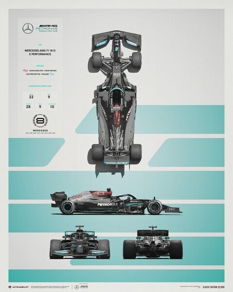 Stampa d'arte Mercedes-amg Petronas F1 Team - W12 - Blueprint - 2021