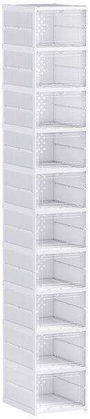 HOMCOM Scarpiera Pieghevole Slim Modulabile con 10 Contenitori per Scarpe, Scarpiera Salvaspazio con Pannello Trasparente, Senza Montaggio, Bianco | Aosom Italy
