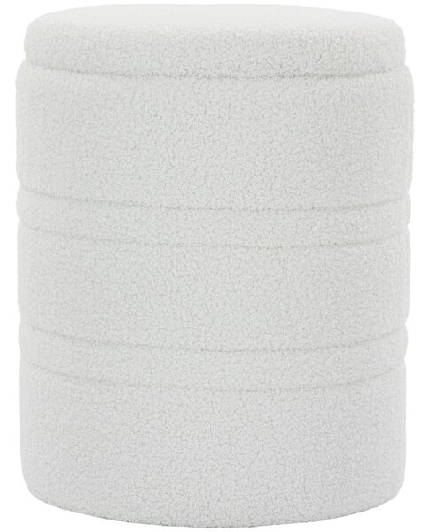 HOMCOM Pouf Contenitore Rotondo 33L in Tessuto Sherpa con Coperchio, Capacità 120kg, per Soggiorno e Ingresso, Bianco | Aosom Italy