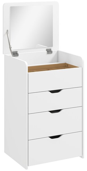 HOMCOM Toeletta 3 in 1 con Specchio Ribaltabile e Sgabello, con Cassetti, Bianco | Aosom Italy