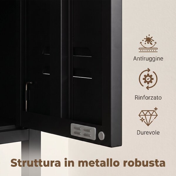 HOMCOM Armadio Metallo con Ripiani Regolabili, per Camera, Garage, Ufficio, Nero | Aosom Italy