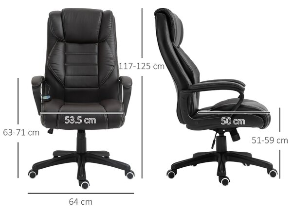 Vinsetto Sedia da ufficio con funzione massaggio, poltrona direzionale regolabile in altezza, sedia girevole ergonomica, 6 punti di vibrazione, Marrone | Aosom Italy