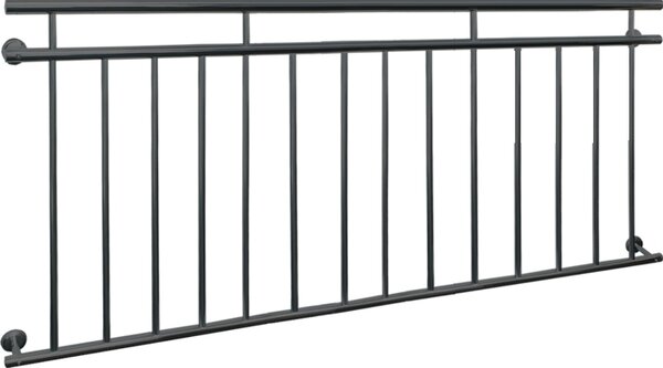 ECD Germany Balcone francese, 90x184 cm, con 14 barre di riempimento, antracite opaco e ruvido, ringhiera per balconi in acciaio verniciato a polvere