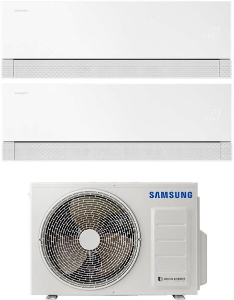 Samsung Climatizzatore Dual Split Inverter 7000+12000 Btu Condizionatore con Pompa di Calore Gas R32 Wi-Fi Classe A+++/A++ (Unit Interna + Unit E