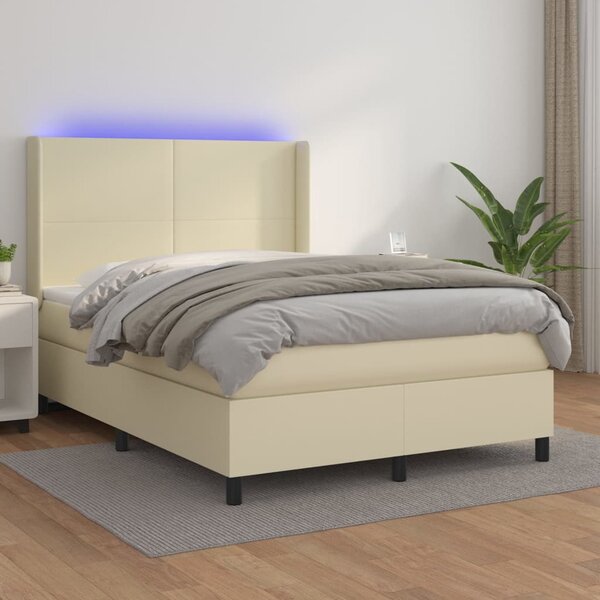 vidaXL Letto a Molle con Materasso e LED Grigio Scuro 140x190 cm