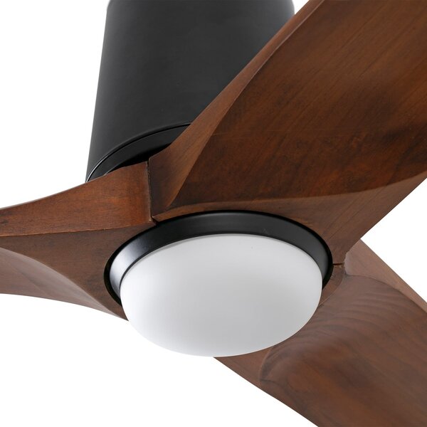 Heywood L ventilatore da soffitto LED nero/legno DC silenzioso - Faro FARO BARCELONA, Heywood L, dimmerabile, Legno, Soggiorno, Legno, Moderno