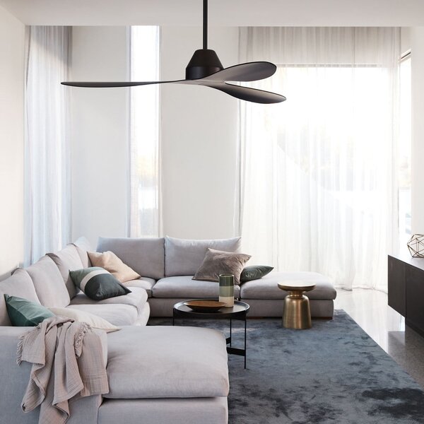Ventilatore da soffitto Whitehaven, nero, DC, Ø 142 cm - Beacon Beacon Lighting, Whitehaven, Nero, Soggiorno, Plastica, Moderno