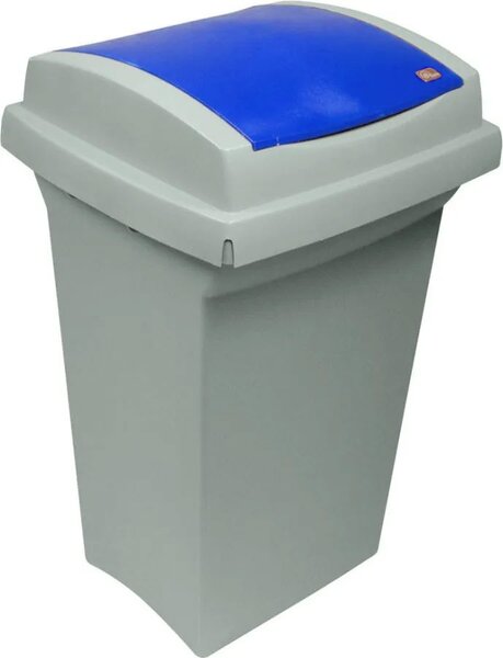 I.C.S. Pattumiera Differenziata Bidone Spazzatura con Coperchio Capacit 50 Litri cm. 43x39x68 h colore Blu / Grigio - C852050