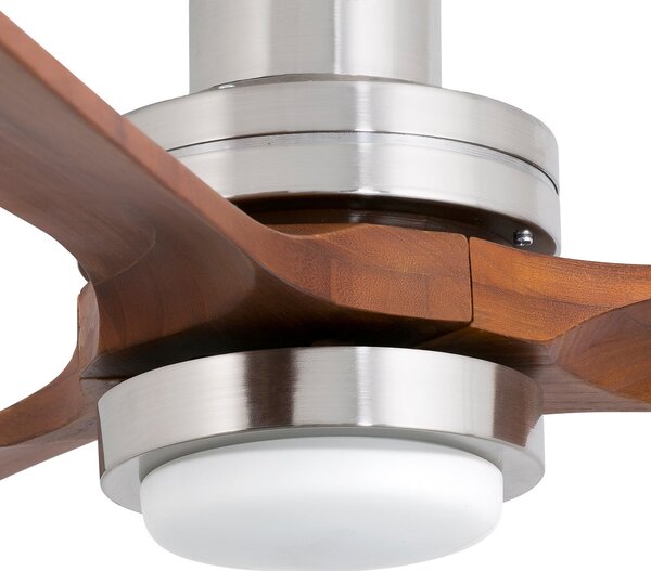 Ventilatore da soffitto LED Lantau L, Ø 132 cm, nichel/pino scuro FARO BARCELONA, Lantau L LED, dimmerabile, Grigio, Soggiorno, Metallo