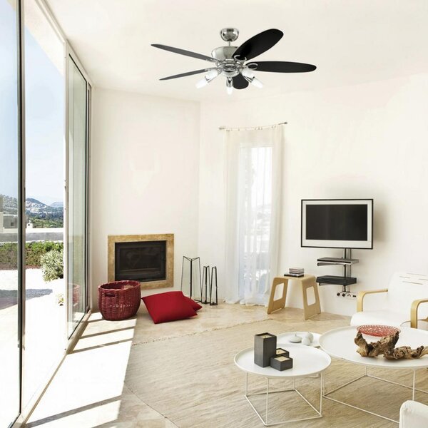 Ventilatore da soffitto con luce Arius con telecomando Westinghouse, Arius, Nero, Soggiorno, Metallo, Moderno