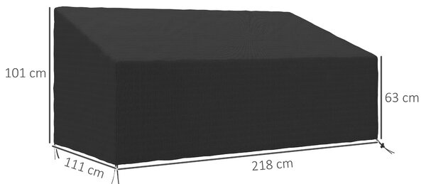Outsunny Copertura per Panca da Giardino da 3-4 Posti in Tessuto Oxford 600D con Rivestimento Impermeabile per Terrazza 218x111x63/101 cm | Aosom Italy