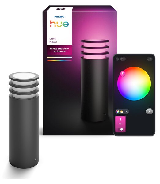 Lampada da terra Philips Hue White and Color ambiance Lucca, Bluetooth/Zigbee, antracite, alluminio, E27, Multi, 8,1 W