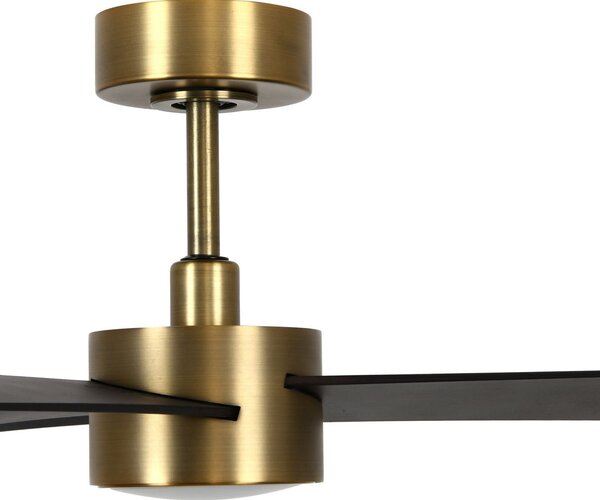 Ventilatore Climate IV con luce, ottone/noce, CC Beacon Lighting, Climate IV, dimmerabile, Legno, Soggiorno, Plastica, Moderno