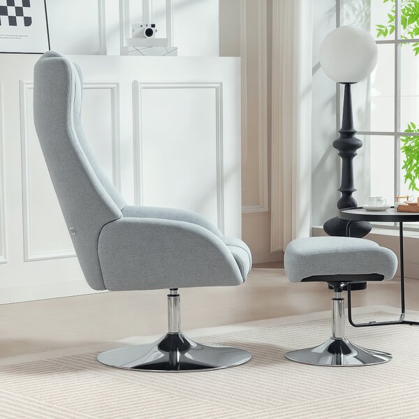HOMCOM Poltrona Imbottita Girevole con Poggiapiedi, Reclinabile, 84x68x118 cm, Grigio | Aosom Italy