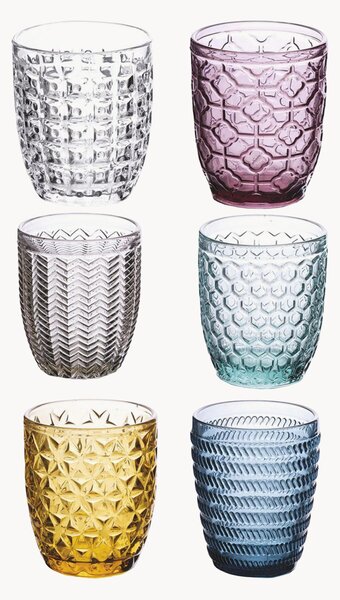 Set di 6 bicchieri acqua con motivo in rilievo Geometry