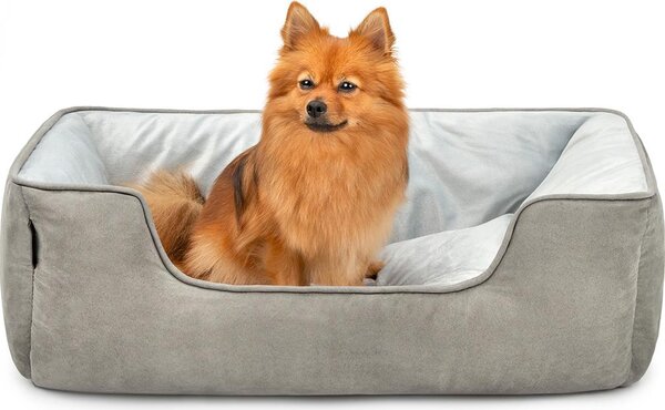 Cuccia per cani lionto - cesto reversibile 2 in 1, morbidamente imbottito e di facile manutenzione, con ingresso basso, 80x60 cm, grigio chiaro/grigio scuro