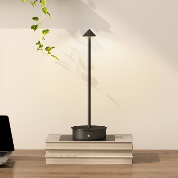 HOMCOM Lampada da Tavolo Touch Ricaricabile con USB, Regolabile 3000K/4500K/6500K, Autonomia 4-8 Ore, Nero | Aosom Italy