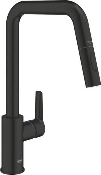Rubinetto da cucina con doccetta GROHE Start, bocca alta, nero opaco, 2 tipi di getto