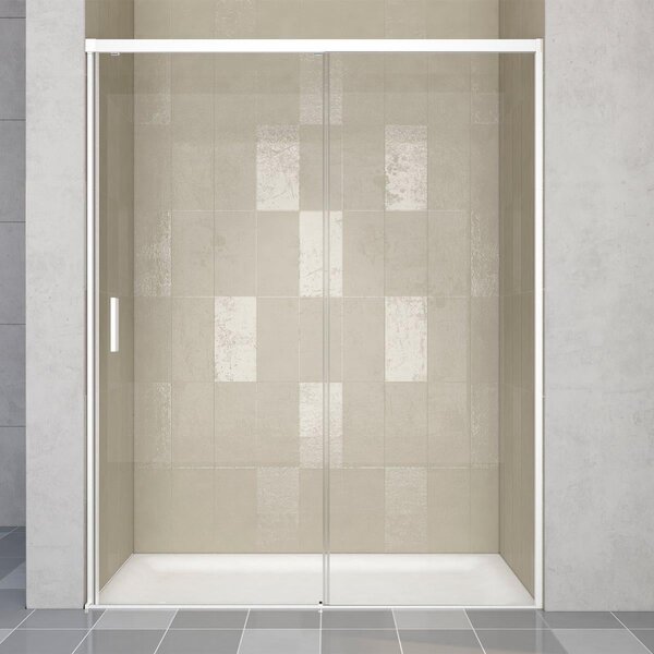 Cabina doccia con ingresso frontale 1 anta fissa + 1 anta scorrevole JAZZ 120 cm, H 200 cm in vetro, spessore 6 mm trasparente bianco