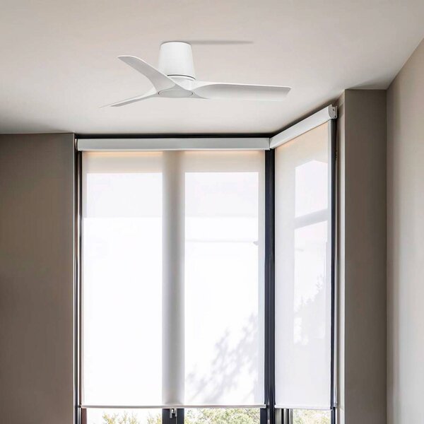 FARO BARCELONA Ventilatore da soffitto Hey S, bianco, motore a corrente continua, silenzioso, S, Bianco / Opale, Soggiorno / Sala da pranzo, Plastica, Moderno