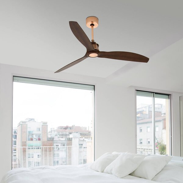 Ventilatore da soffitto Just Fan, Ø 128 cm, rame/noce FARO BARCELONA, Just Fan, Legno, Soggiorno, Plastica, Moderno