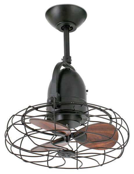 Ventilatore Keiki, Ø 43 cm, da parete e da soffitto, CA, marrone scuro FARO BARCELONA, Keiki, Nero, Soggiorno, Metallo, Vintage