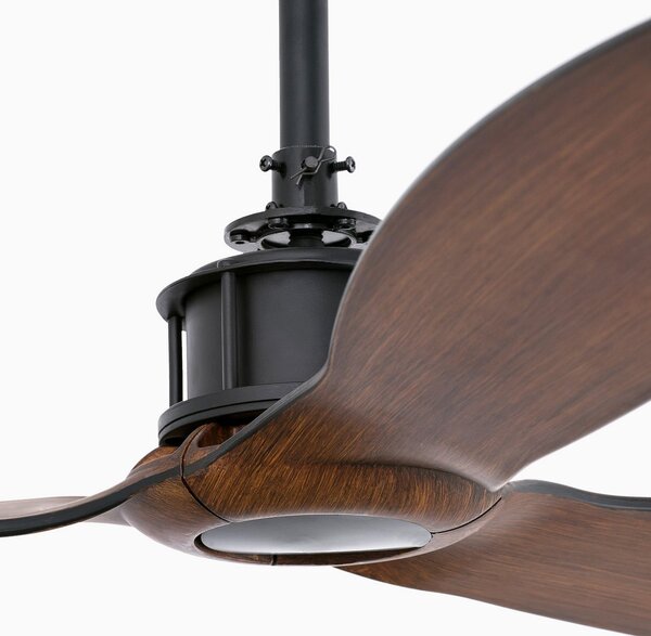 Ventilatore da soffitto Just Fan M, Ø 128 cm, nero/legno scuro FARO BARCELONA, Just Fan M, Nero, Soggiorno, Metallo