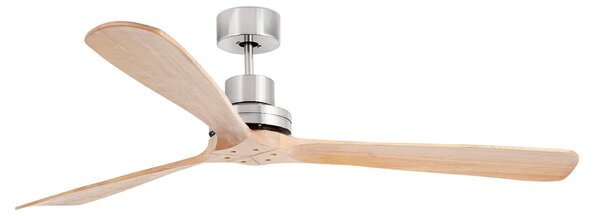 Ventilatore da soffitto Lantau XL, Ø 168 cm, nichel opaco/pino FARO BARCELONA, Lantau XL, Grigio, Soggiorno, Metallo