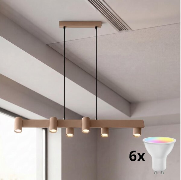 Brilagi - Lampadario a sospensione LED RGBW dimmerabile SELE 6xGU10/6,5W/230V beige