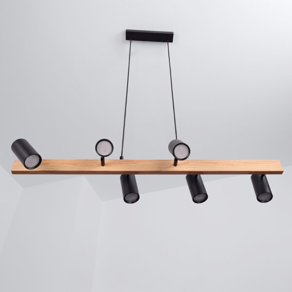 Brilagi - LED RGBW dimmerabile lampada a sospensione su cavo SELE 6xGU10/6,5W/230V nero/rovere