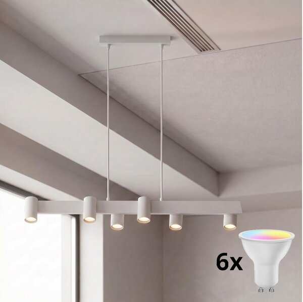 Brilagi - Lampada a sospensione LED RGBW dimmerabile con cavo SELE 6xGU10/6,5W/230V bianca