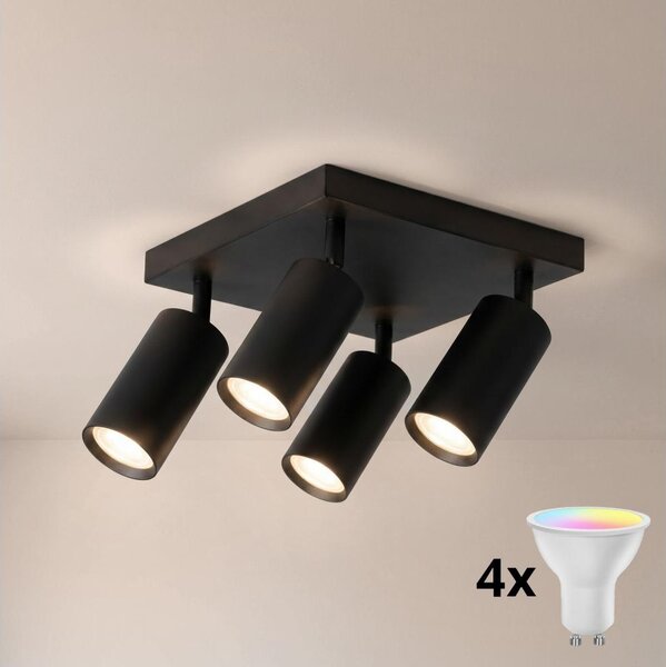 Brilagi - Faretto LED RGBW dimmerabile SELE SQUARE 4xGU10/6,5W/230V nero