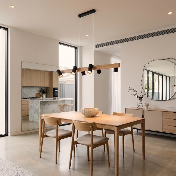 Brilagi - LED RGBW dimmerabile lampada a sospensione su cavo SELE 6xGU10/6,5W/230V nero/rovere