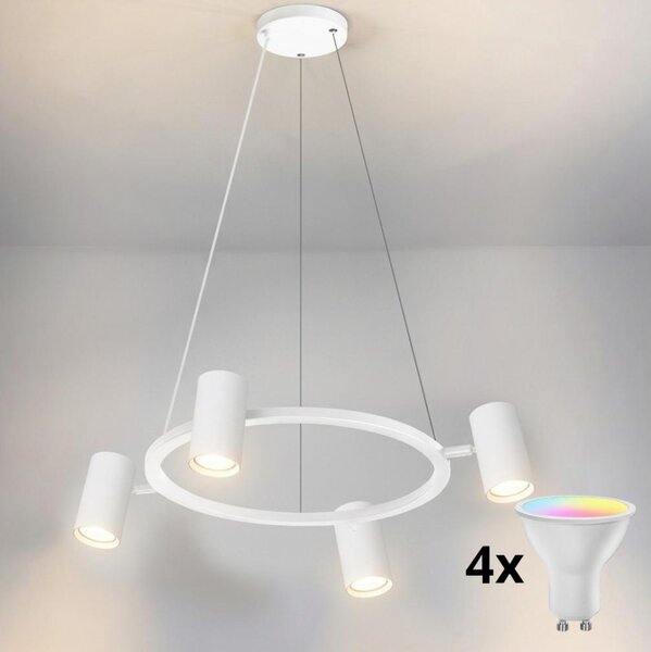 Brilagi - Lampadario LED RGBW dimmerabile a sospensione con cavo SELE 4xGU10/6,5W/230V bianco