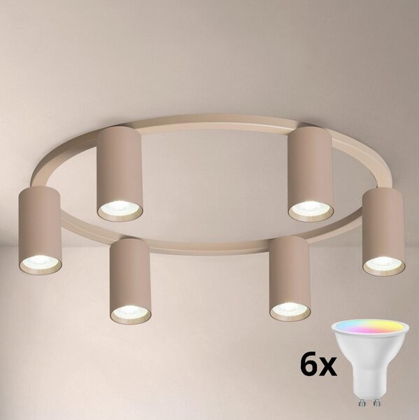Brilagi - Plafoniera LED RGBW dimmerabile SELE 6xGU10/6,5W/230V beige