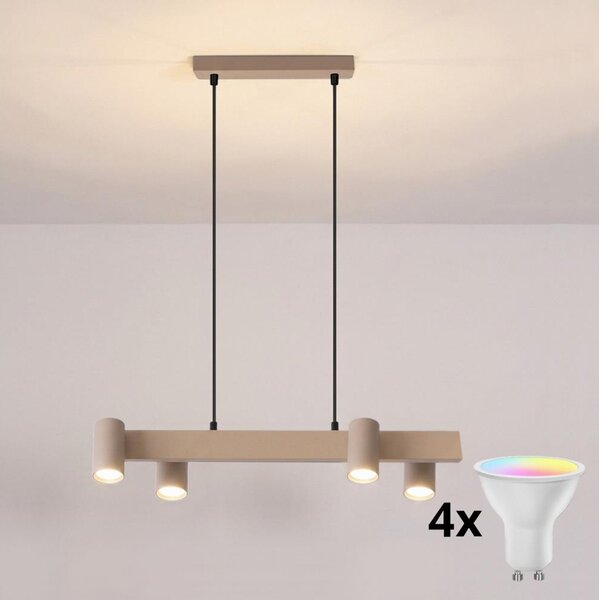 Brilagi - Lampadario LED RGBW dimmerabile a cavo SELE 4xGU10/6,5W/230V beige