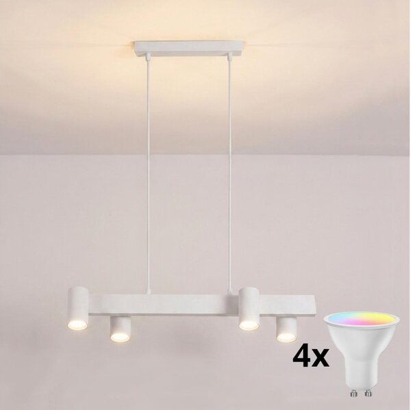 Brilagi - Lampadario LED RGBW dimmerabile a sospensione con cavo SELE 4xGU10/6,5W/230V bianco