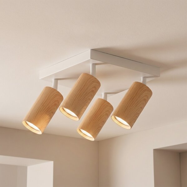 Brilagi - Faretto LED RGBW dimmerabile SELE SQUARE 4xGU10/6,5W/230V bianco/rovere
