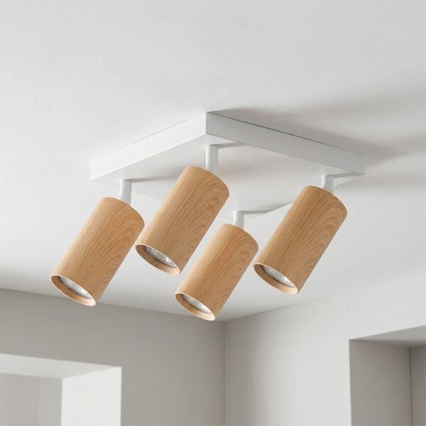 Brilagi - Faretto LED RGBW dimmerabile SELE SQUARE 4xGU10/6,5W/230V bianco/rovere