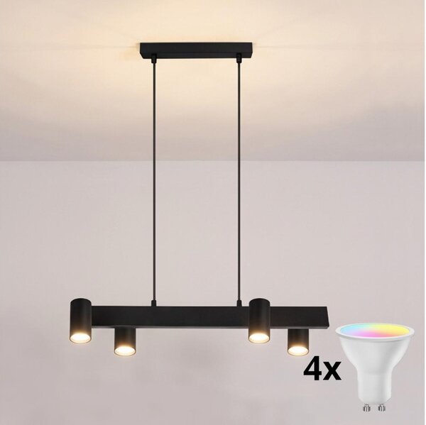 Brilagi - Lampadario LED RGBW dimmerabile sospeso su cavo SELE 4xGU10/6,5W/230V nero
