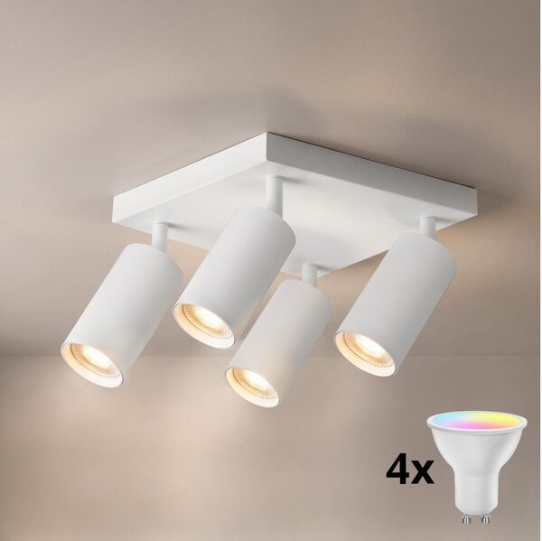 Brilagi - Faretto LED RGBW dimmerabile SELE SQUARE 4xGU10/6,5W/230V bianco