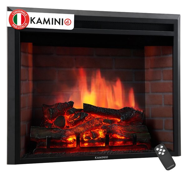 KAMINIO Camino elettrico LUCA - Camino elettrico a incasso con riscaldamento, effetto fiamma 3D, 12 colori di fiamma, telecomando - 23 pollici