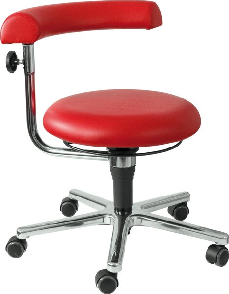 Sedia per educatori/assistenti, rossa, 34-41 cm, con ruote