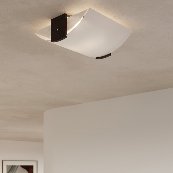 Plafoniera da soffitto EMILIO 2xE27 in Legno e Vetro