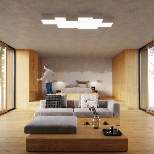 Plafoniera da Soffitto Quadrata 4xE27 HORUS 55x55 cm in PVC